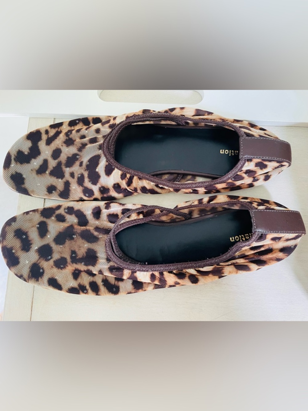 New Reformation brown leopard mesh ballet flats sz 8.5 - Picture 11 of 16